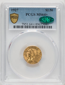 1927 $2.50 CAC Indian Quarter Eagle PCGS MS64+