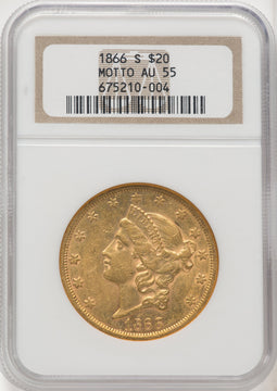 1866-S $20 MOTTO Liberty Double Eagle NGC AU55 (769135001)