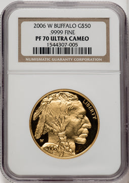 2006-W $50 One-Ounce Gold Buffalo .9999 Fine Gold Brown Label NGC PF70 (506706004)