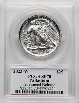 2023-W Palladium Eagle 1 oz Burnished AR John Dannreuther PCGS MS70