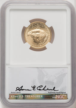2023 Gold Eagle 1/4 oz FDI Reagan Presidential Series Anna Cabral NGC MS70
