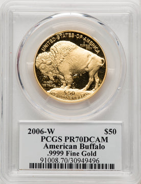 2006-W $50 One-Ounce Gold Buffalo Fraser Signature PCGS PR70