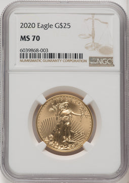 2020 $25 Half-Ounce Gold Eagle NGC MS70 (771856001)