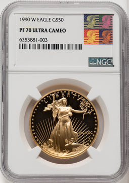 1990-W $50 One-Ounce Gold Eagle NGC PF70 (771603009)