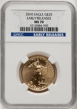 2010 $25 Half-Ounce Gold Eagle First Strike ER Blue NGC MS70