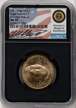 2021 $25 Half-Ounce Gold Eagle Type Two First Day of Issue NGC MS70 (518281008)