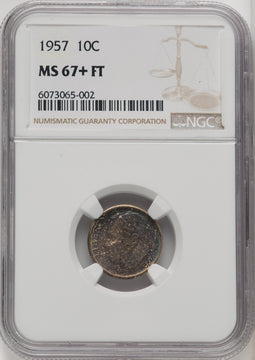 1957 10C FB Roosevelt Dime NGC MS67+ (771930007)