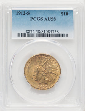 1912-S $10 Indian Eagle PCGS AU58