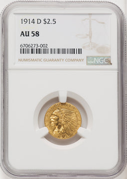 1914-D $2.50 Indian Quarter Eagle NGC AU58 (771340077)
