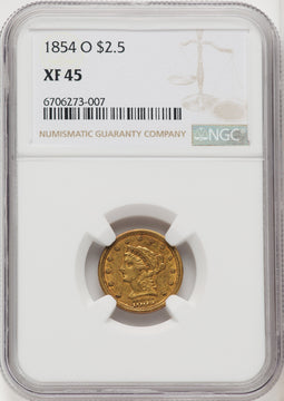 1854-O $2.50 Liberty Quarter Eagle NGC XF45