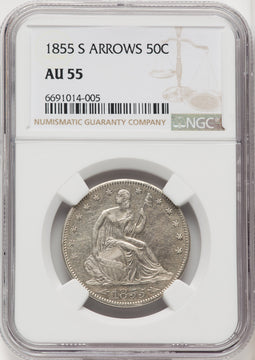 1855-S 50C Arrows Seated Half Dollar NGC AU55 (771844038)