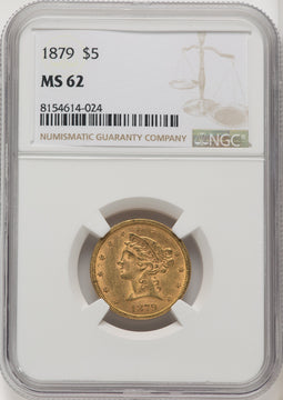 1879 $5 Liberty Half Eagle NGC MS62