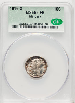 1916-S 10C Mercury FB CACG Plus Mercury Dime CACG MS66+
