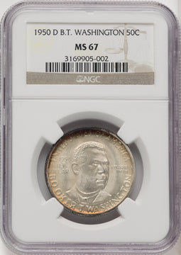1950-D 50C Booker T. Washington Commemorative Silver NGC MS67 (771952016)