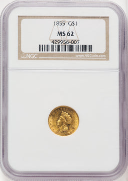 1855 G$1 Type Two Gold Dollar NGC MS62 (771966003)
