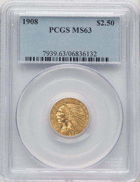 1908 $2.50 Indian Quarter Eagle PCGS MS63 (771966005)