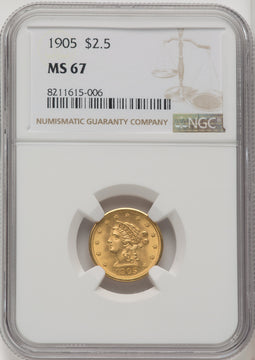 1905 $2.50 Liberty Quarter Eagle NGC MS67 (504882007)