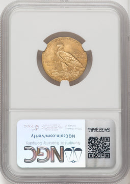 1908 $5 Indian Indian Half Eagle NGC MS64 (771393005)