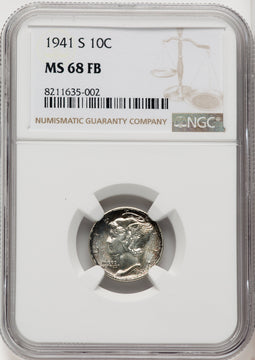 1941-S 10C FB Mercury Dime NGC MS68 (771269007)