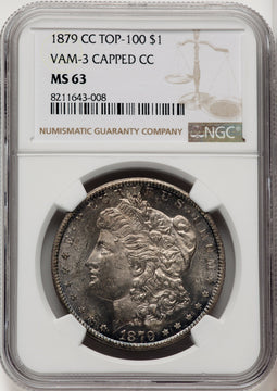 1879-CCVAM 3 Capped Die Morgan Dollar NGC MS63