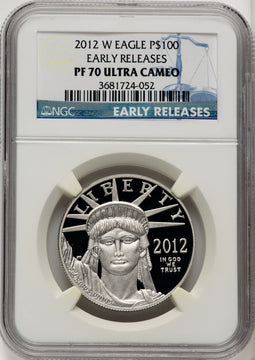 2012-W $100 One-Ounce Platinum Eagle First Strike ER Blue NGC PF70 (771090043)
