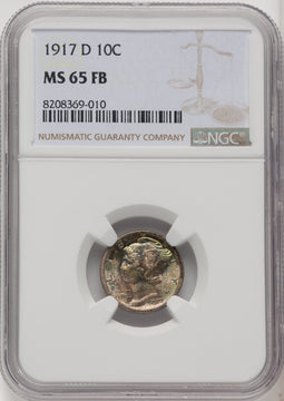 1917-D 10C FB Mercury Dime NGC MS65 (771858005)