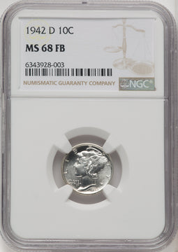 1942-D 10C FB Mercury Dime NGC MS68 (771837011)