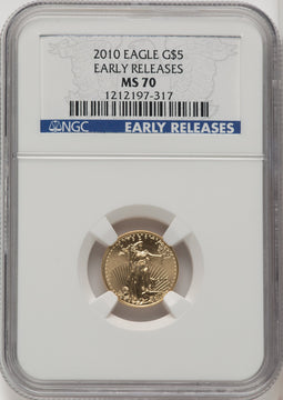 2010 $5 Tenth-Ounce Gold Eagle First Strike ER Blue NGC MS70