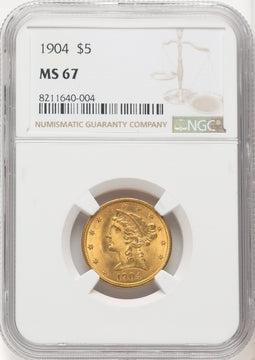 1904 $5 Liberty Half Eagle NGC MS67