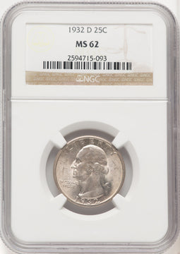 1932-D 25C Washington Quarter NGC MS62 (519992002)