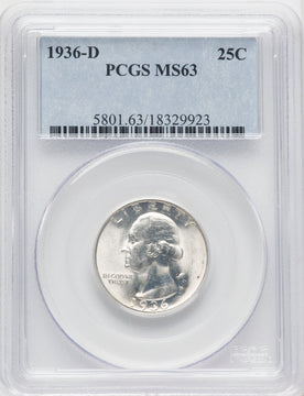 1936-D 25C Washington Quarter PCGS MS63 (519992009)