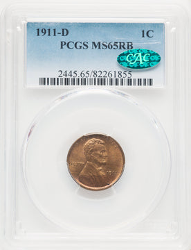 1911-D 1C RB CAC Lincoln Cent PCGS MS65