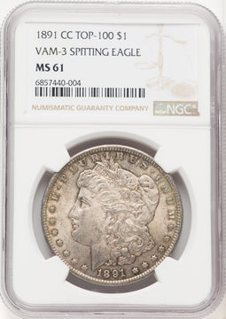 1891-CCVAM-3 Spitting Eagle Morgan Dollar NGC MS61