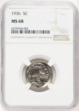 1936 5C Buffalo Nickel NGC MS68 (771448003)