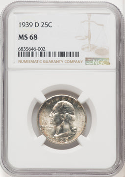 1939-D 25C Washington Quarter NGC MS68