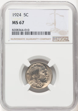 1924 5C Buffalo Nickel NGC MS67