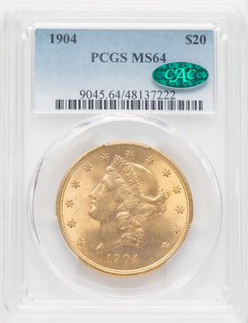 1904 $20 Liberty CAC Liberty Double Eagle PCGS MS64 (519743014)