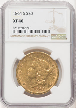 1864-S $20 Liberty Double Eagle NGC XF40 (572203012)