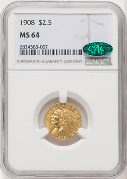 1908 $2.50 Indian Quarter Eagle CACG MS64