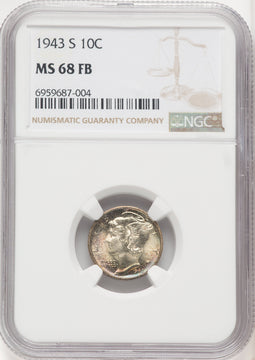 1943-S 10C FB Mercury Dime NGC MS68 (519977028)