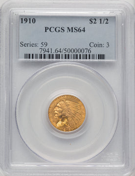 1910 $2.50 Indian Quarter Eagle PCGS MS64 (772268020)