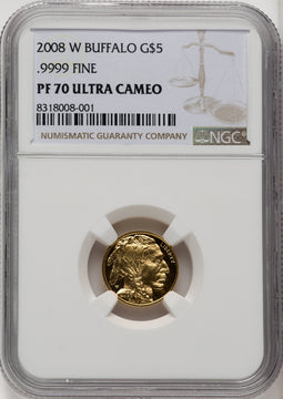2008-W Gold American Buffalo 4-Coin Set Brown Label NGC PF70