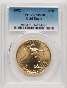 1992 $50 One-Ounce Gold Eagle Blue Gradient PCGS MS70