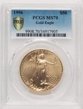 1996-W American Gold Eagle One Ounce PCGS MS70 Blue Gradient Label