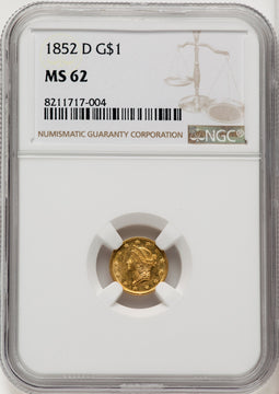 1852-D G$1 Gold Dollar NGC MS62