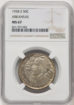 1938-S 50C Arkansas Commemorative Silver NGC MS67 (771662007)