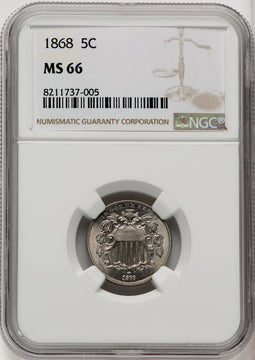 1868 5C Shield Nickel NGC MS66 (771368005)