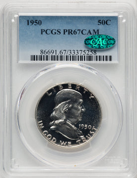 1950 50C CA CAC Proof Franklin Half Dollar PCGS PR67