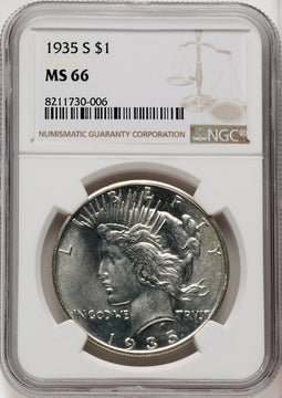 1935-S Peace Dollar NGC MS66