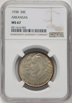 1938 50C Arkansas Commemorative Silver NGC MS67 (771368038)